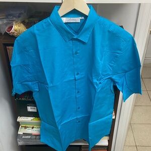 Vintage Avance Men's Vibrant Blue Casual Shirt